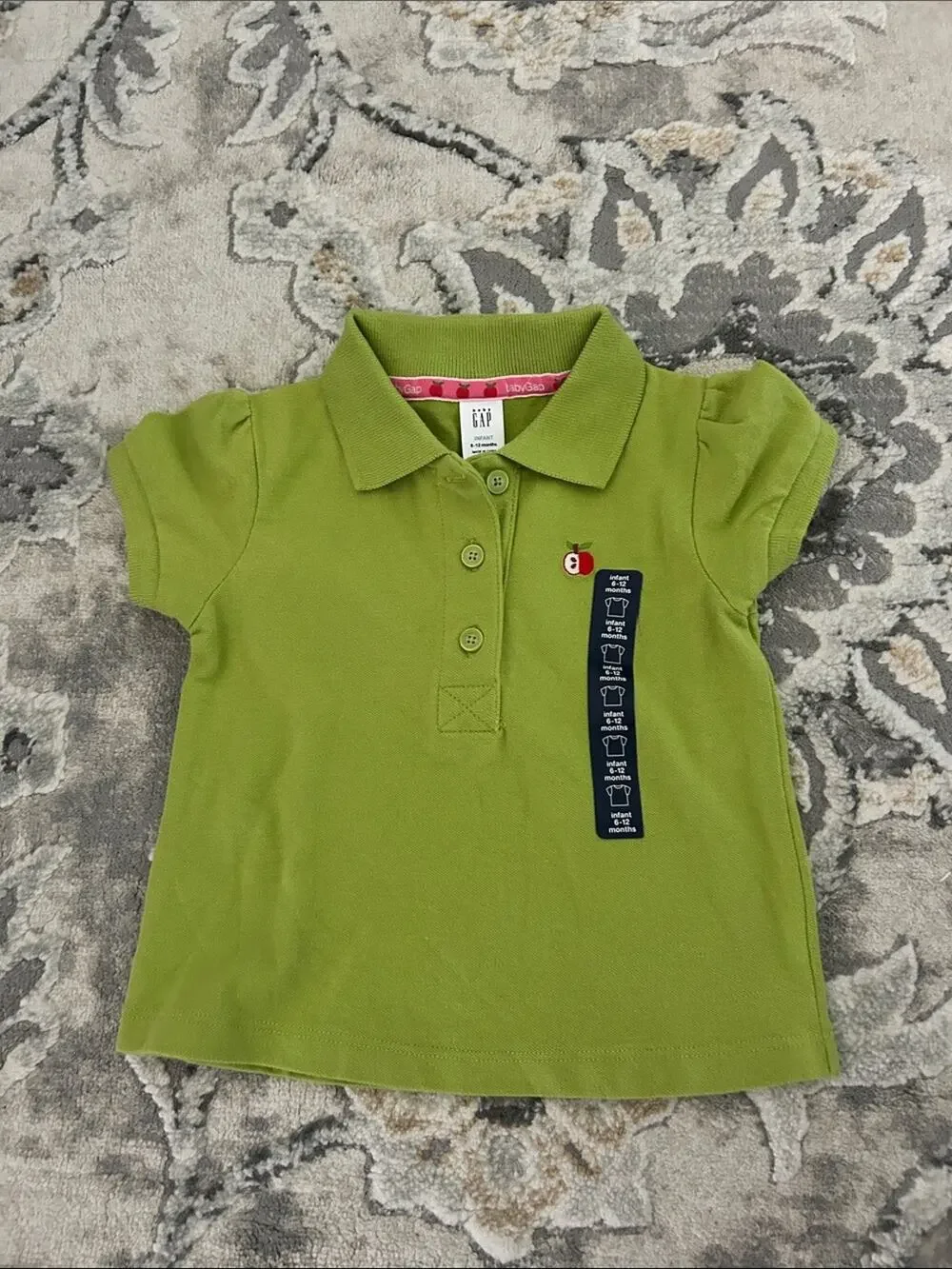 GAP Girls Lime Green Polo Shirt with Apple Embroidery
